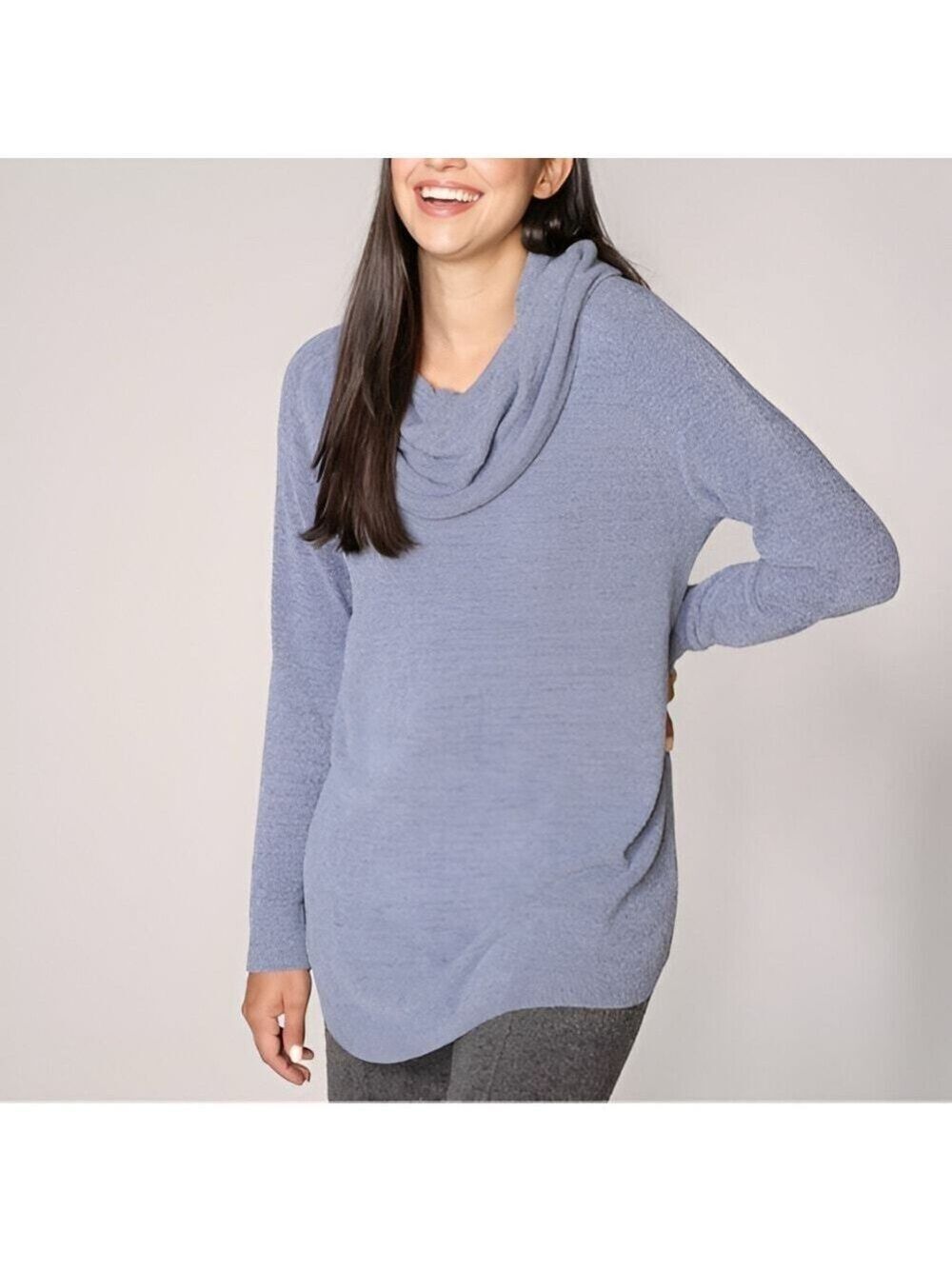 Barefoot Sreams Cozy chic ultra light fleece Cowl Neck light blue Sweater 2x